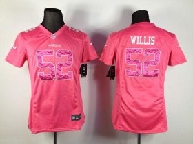 Wholesale Cheap Nike 49ers #52 Patrick Willis Pink Sweetheart Women\'s Stitched NFL Elite Jersey