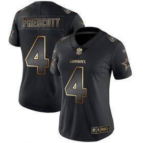 Wholesale Cheap Nike Cowboys #4 Dak Prescott Black/Gold Women\'s Stitched NFL Vapor Untouchable Limited Jersey