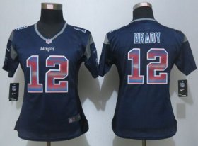 Wholesale Cheap Nike Patriots #12 Tom Brady Navy Blue Team Color Women\'s Stitched NFL Elite Strobe Jersey