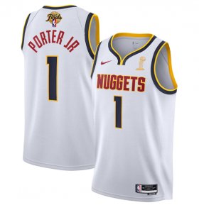 Wholesale Cheap Men\'s Denver Nuggets #1 Michael Porter Jr. White 2023 Finals Association Edition Stitched Basketball Jersey