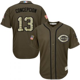 Wholesale Cheap Reds #13 Concepcion Green Salute to Service Stitched Youth MLB Jersey