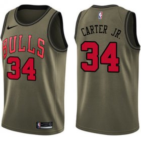 Wholesale Cheap Nike Chicago Bulls #34 Wendell Carter Jr. Green NBA Swingman Salute to Service Jersey