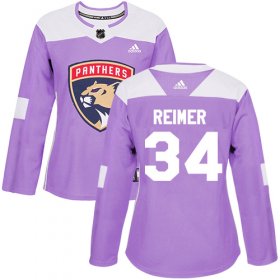 Wholesale Cheap Adidas Panthers #34 James Reimer Purple Authentic Fights Cancer Women\'s Stitched NHL Jersey