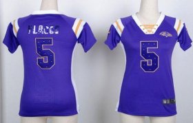 Wholesale Cheap Nike Ravens #5 Joe Flacco Purple Women\'s Stitched NFL Elite Draft Him Shimmer Jersey