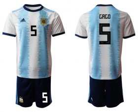 Wholesale Cheap Argentina #5 Gago Home Soccer Country Jersey