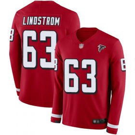 Wholesale Cheap Nike Falcons #63 Chris Lindstrom Red Team Color Men\'s Stitched NFL Limited Therma Long Sleeve Jersey