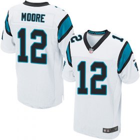 Wholesale Cheap Nike Panthers #12 DJ Moore White Men\'s Stitched NFL Elite Jersey