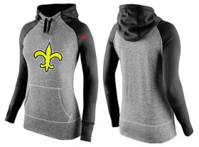 Wholesale Cheap Women\'s Nike New Orleans Saints Performance Hoodie Grey & Black_2