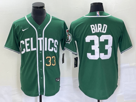 Wholesale Cheap Men\'s Boston Celtics #33 Larry Bird Number Green Stitched Baseball Jersey