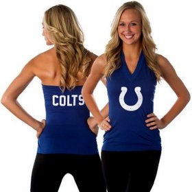 Wholesale Cheap Women\'s All Sports Couture Indianapolis Colts Blown Coverage Halter Top