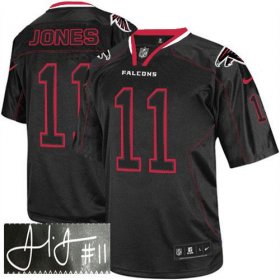 Wholesale Cheap Nike Falcons #11 Julio Jones Lights Out Black Men\'s Stitched NFL Elite Autographed Jersey
