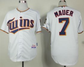 Wholesale Cheap Twins #7 Joe Mauer White Home Cool Base Stitched MLB Jersey