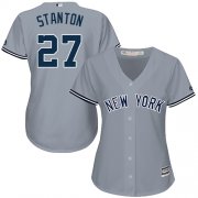 Wholesale Cheap Yankees #27 Giancarlo Stanton Grey Road Women's Stitched MLB Jersey