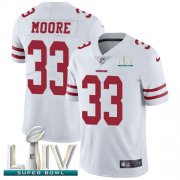 Wholesale Cheap Nike 49ers #33 Tarvarius Moore White Super Bowl LIV 2020 Youth Stitched NFL Vapor Untouchable Limited Jersey