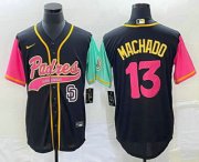 Wholesale Cheap Men's San Diego Padres #13 Manny Machado Black NEW 2023 City Connect Cool Base Stitched Jersey