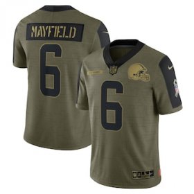 Wholesale Cheap Men\'s Cleveland Browns #6 Baker Mayfield Nike Olive 2021 Salute To Service Limited Player Jersey