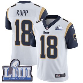 Wholesale Cheap Nike Rams #18 Cooper Kupp White Super Bowl LIII Bound Men\'s Stitched NFL Vapor Untouchable Limited Jersey