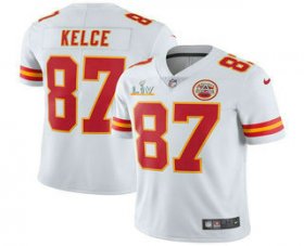 Wholesale Cheap Men\'s Kansas City Chiefs #87 Travis Kelce White 2021 Super Bowl LV Vapor Untouchable Stitched Nike Limited NFL Jersey