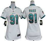 Wholesale Cheap Nike Dolphins #91 Cameron Wake White Women's Stitched NFL Elite Jersey