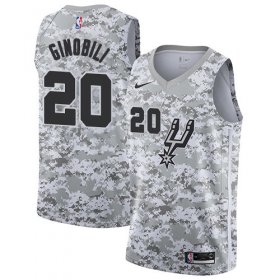 Wholesale Cheap Men\'s Nike San Antonio Spurs #20 Manu Ginobili White Camo Basketball Swingman Earned Edition Jersey