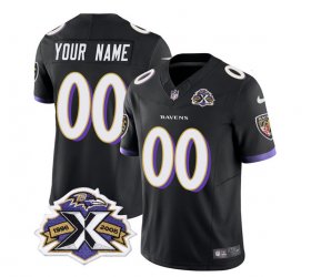 Wholesale Cheap Men\'s Baltimore Ravens Active Player Custom Black 2023 F.U.S.E With Patch Throwback Vapor Limited Stitched Jersey