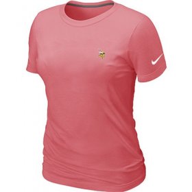 Wholesale Cheap Women\'s Nike Minnesota Vikings Chest Embroidered Logo T-Shirt Pink