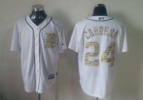 Wholesale Cheap Tigers #24 Miguel Cabrera White USMC Cool Base Stitched MLB Jersey