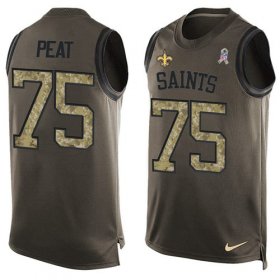 Wholesale Cheap Nike Saints #75 Andrus Peat Green Men\'s Stitched NFL Limited Salute To Service Tank Top Jersey