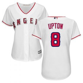 Wholesale Cheap Angels #8 Justin Upton White Home Women\'s Stitched MLB Jersey