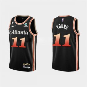 Wholesale Cheap Men\'s Atlanta Hawks #11 Trae Young 2022-23 Black City Edition Stitched Basketball Jersey