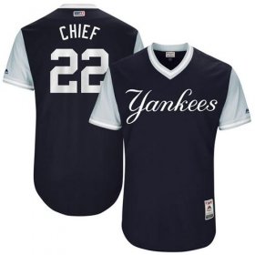 Wholesale Cheap Yankees #22 Jacoby Ellsbury Navy \"Chief\" Players Weekend Authentic Stitched MLB Jersey