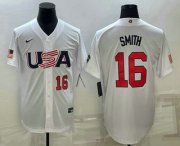 Cheap Mens USA Baseball #16 Will Smith Number 2023 White World Baseball Classic Stitched Jersey