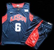 Wholesale Cheap 2012 Olympic USA Team #6 LeBron James Blue Basketball Jerseys & Shorts Suit
