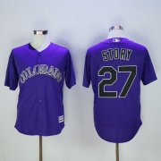 Wholesale Cheap Rockies #27 Trevor Story Purple New Cool Base Stitched MLB Jersey