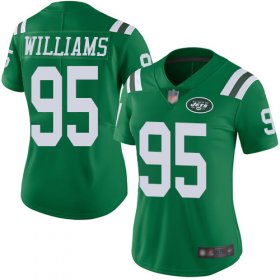 Wholesale Cheap Nike Jets #95 Quinnen Williams Green Women\'s Stitched NFL Limited Rush Jersey