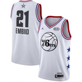 Wholesale Cheap 76ers #21 Joel Embiid White Basketball Jordan Swingman 2019 All-Star Game Jersey