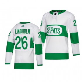 Wholesale Cheap Maple Leafs #26 Par Lindholm adidas White 2019 St. Patrick\'s Day Authentic Player Stitched NHL Jersey