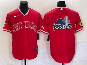 Wholesale Cheap Men\'s San Diego Padres Red Team Big Logo Cool Base With Patch Stitched Baseball Jersey 1