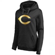 Wholesale Cheap Women's Cincinnati Reds Gold Collection Pullover Hoodie Black