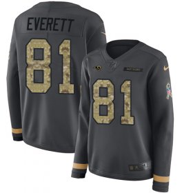 Wholesale Cheap Nike Rams #81 Gerald Everett Anthracite Salute to Service Women\'s Stitched NFL Limited Therma Long Sleeve Jersey