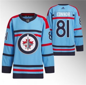 Cheap Men\'s Winnipeg Jets #81 Kyle Connor Light Blue Anniversary Primegreen Stitched Jersey