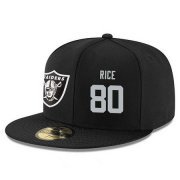 Wholesale Cheap Oakland Raiders #80 Jerry Rice Snapback Cap NFL Player Black with Silver Number Stitched Hat