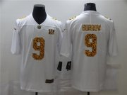 Cheap Men's Cincinnati Bengals #9 Joe Burrow 2020 White Leopard Print Fashion Limited Stitched Jersey