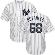 Wholesale Cheap Yankees #68 Dellin Betances White Strip Team Logo Fashion Stitched MLB Jersey