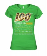 Wholesale Cheap Green Bay Packers 100 Seasons Memories Women's T-Shirt Light Green
