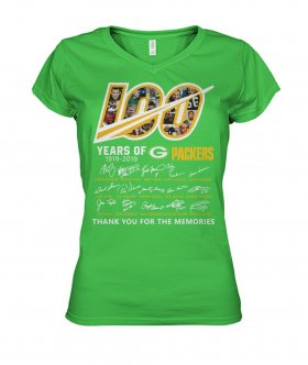 Wholesale Cheap Green Bay Packers 100 Seasons Memories Women\'s T-Shirt Light Green