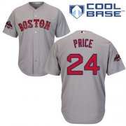Wholesale Cheap Red Sox #24 David Price Grey Cool Base 2018 World Series Stitched Youth MLB Jersey