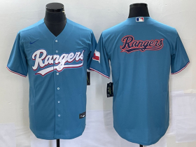 Wholesale Cheap Men\'s Texas Rangers Blank Light Blue Stitched Cool Base Nike Jersey 1