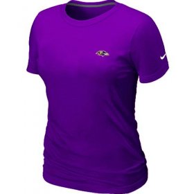Wholesale Cheap Women\'s Nike Baltimore Ravens Chest Embroidered Logo T-Shirt Purple