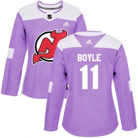 Wholesale Cheap Adidas Devils #11 Brian Boyle Purple Authentic Fights Cancer Women\'s Stitched NHL Jersey